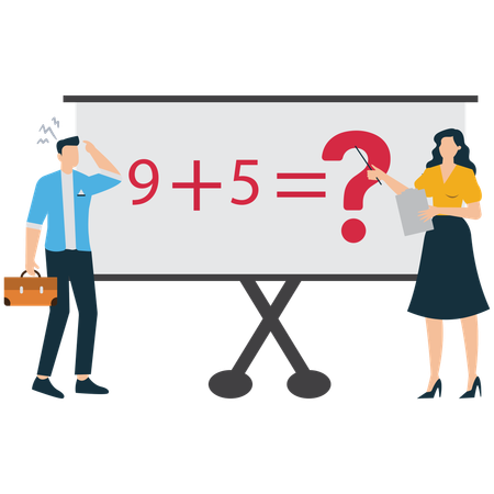 Teacher teaching Mathematics Concept Learning Session  Illustration