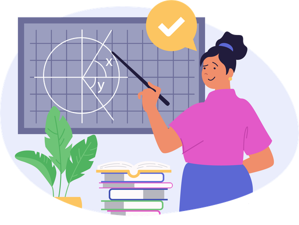 Teacher teaching mathematics in classroom  Illustration