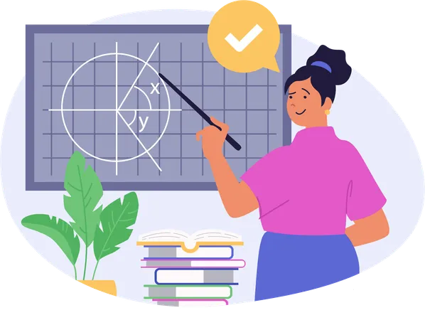 Teacher teaching mathematics in classroom  Illustration