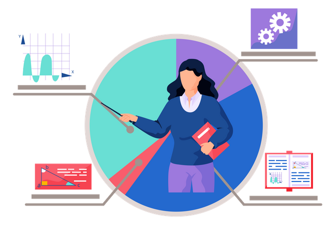 Teacher teaching maths  Illustration