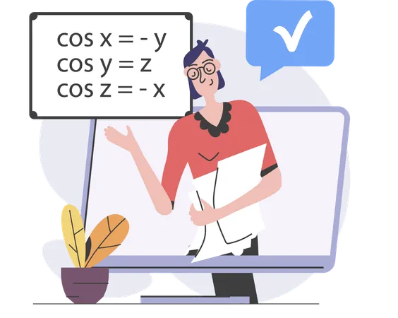 Teacher teaching maths online  Illustration