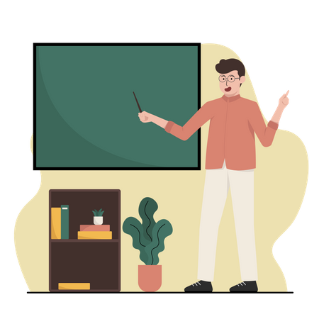 Teacher teaching on blackboard  Illustration