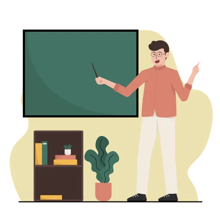 Teacher teaching on blackboard  Illustration