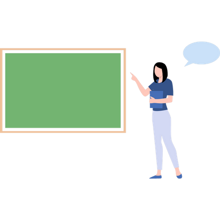 Teacher teaching on school board Illustration