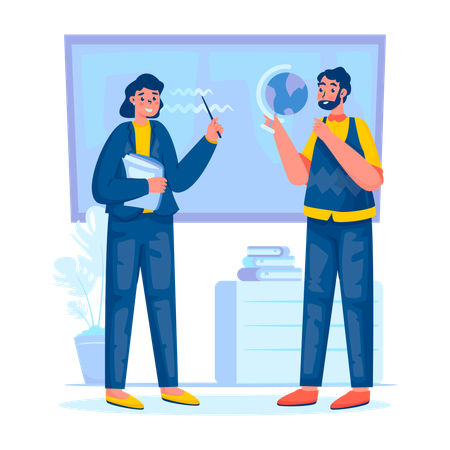 Teacher teaching online  Illustration