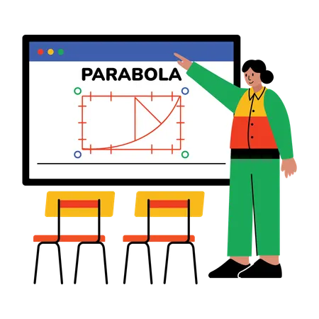 Teacher teaching Parabola  Illustration