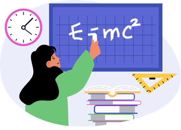 Teacher teaching physics formula  Illustration