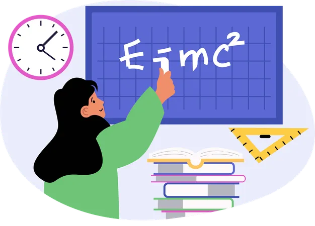 Teacher teaching physics formula  Illustration