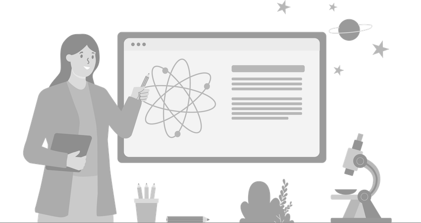 Teacher Teaching physics  Illustration