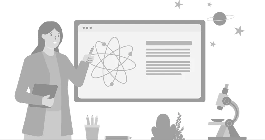 Teacher Teaching physics  Illustration