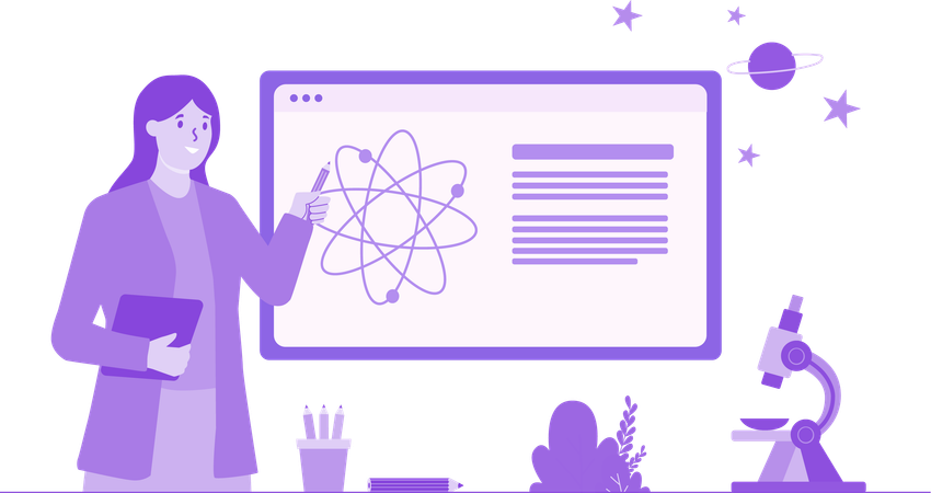 Teacher Teaching physics  Illustration