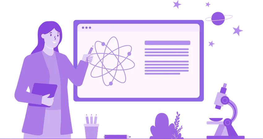 Teacher Teaching physics  Illustration