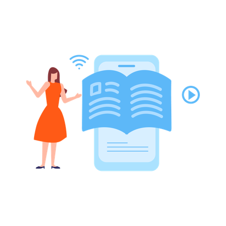 Teacher teaching remotely  Illustration
