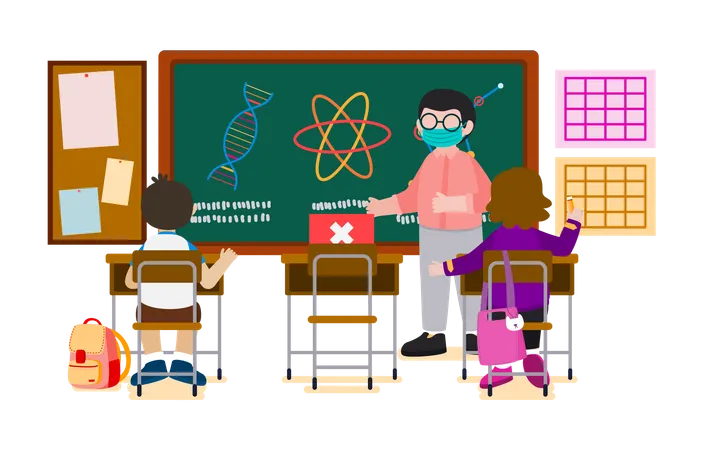 Teacher teaching science Illustration