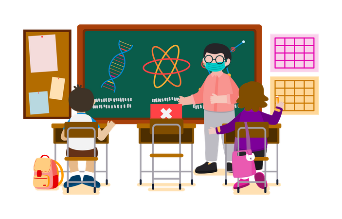 Teacher teaching science  Illustration