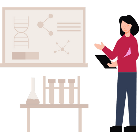 Teacher teaching science subject  Illustration