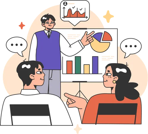 Teacher teaching statistics in the classroom  Illustration