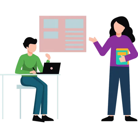 Teacher teaching student  Illustration