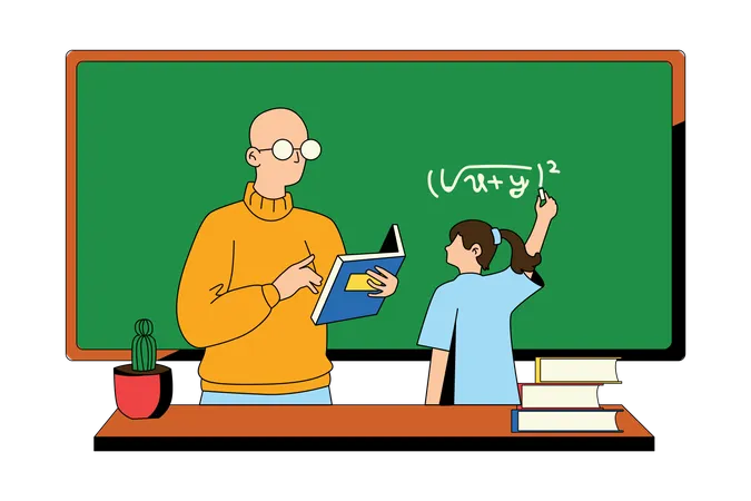 Teacher Teaching Student  Illustration