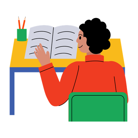 Teacher teaching student in classroom  Illustration