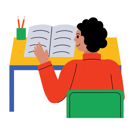 Teacher teaching student in classroom  Illustration