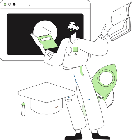 Teacher teaching student in the classroom  Illustration