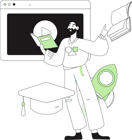 Teacher teaching student in the classroom  Illustration
