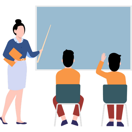 Teacher teaching students Illustration