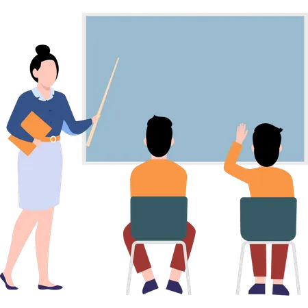 Teacher teaching students Illustration