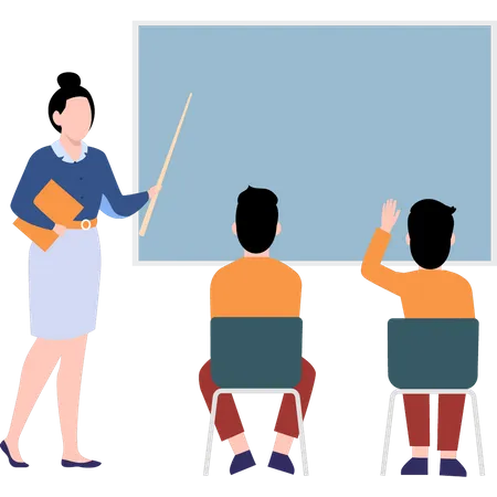 Teacher teaching students  Illustration