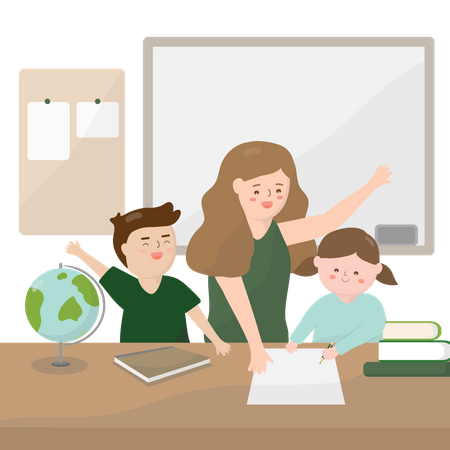 Teacher teaching to students  Illustration