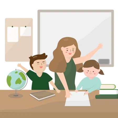 Teacher teaching to students  Illustration