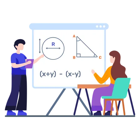 Teacher teaching using projecter screen  Illustration