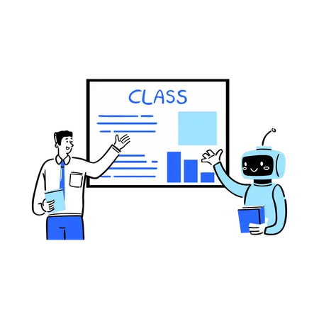 Teacher using AI in the classroom  Illustration