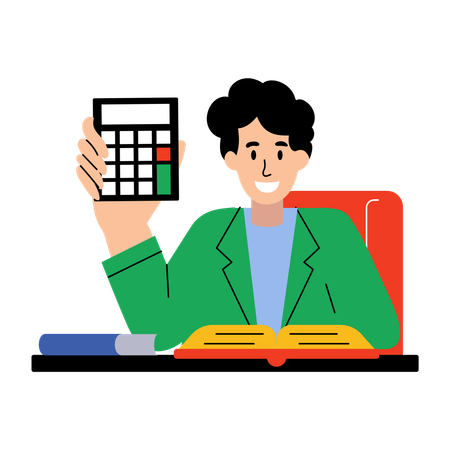 Teacher using calculator  Illustration