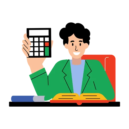 Teacher using calculator  Illustration
