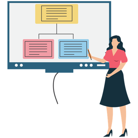 Teacher using Digital Whiteboard  Illustration