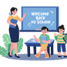 illustration for teacher welcomes students