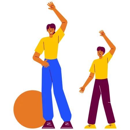 Teacher with children doing exercising  Illustration