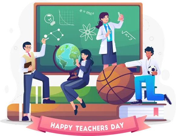 Teachers celebrating teacher's day Illustration