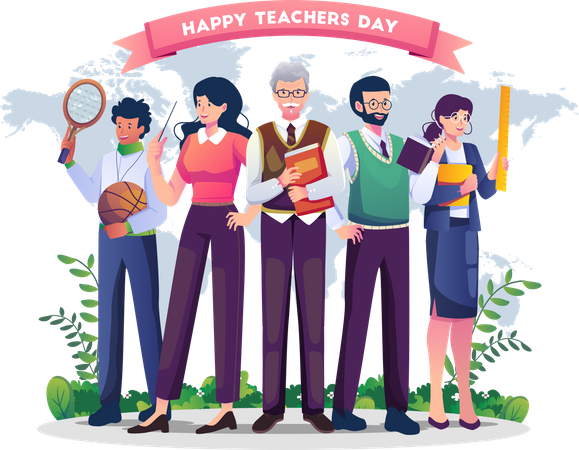 Teachers of various subjects are celebrating teacher's day  Illustration