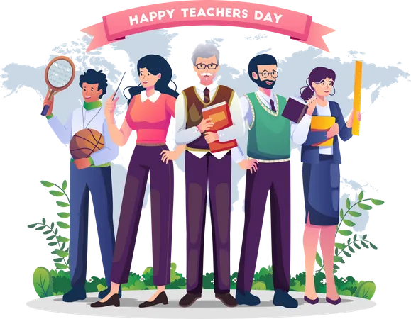 Teachers of various subjects are celebrating teacher's day Illustration