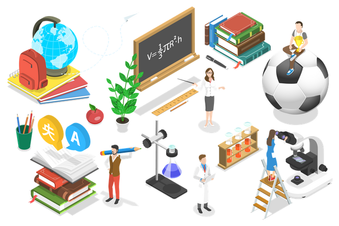 Teachers with Educational Tools  Illustration