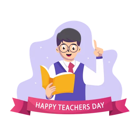 Happy Teachers Day Education Concept Flat Vector Template Style Suitable For Web Landing Page Illustration