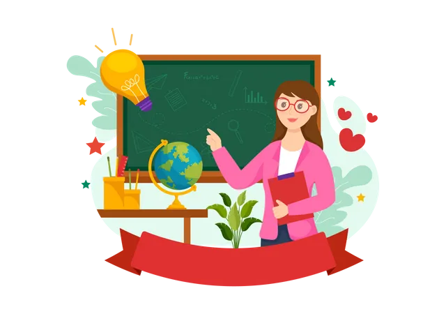 Happy Teachers Day Vector Illustration With School Equipment Such As Blackboards Pencils Bags Books And Others In Flat Cartoon Background Illustration