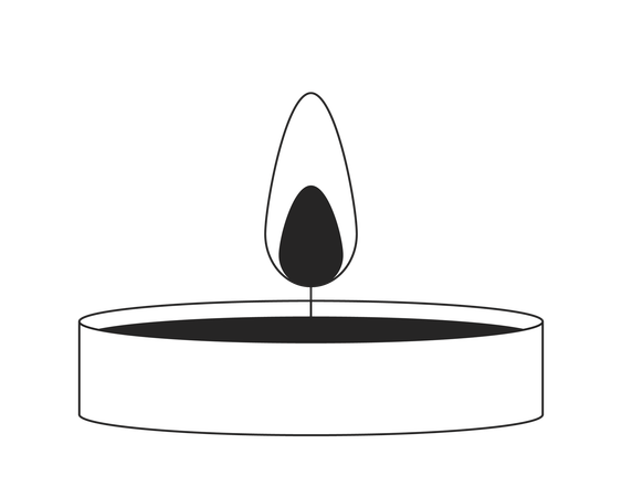 Tealight candle with flame  Illustration