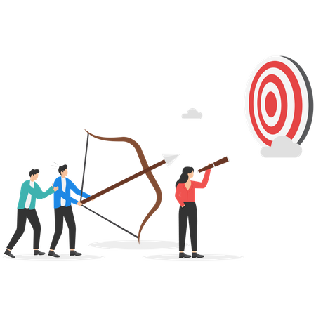 Team aiming to reach business goal  Illustration