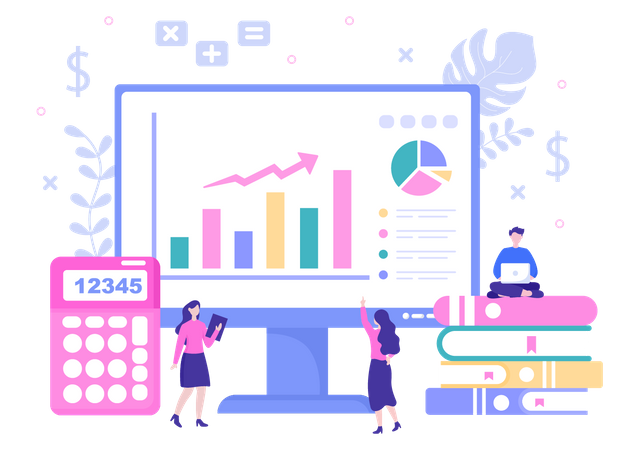 Team analyzing account details  Illustration