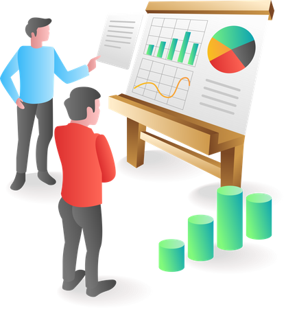 Team analyzing business data  Illustration
