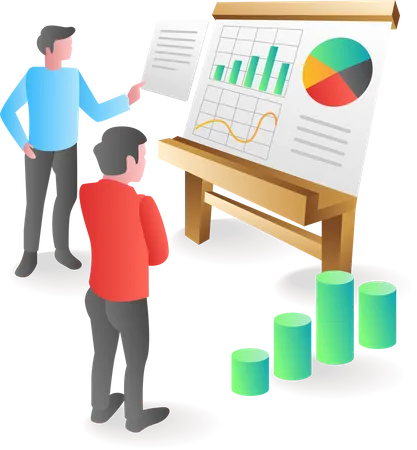 Team analyzing business data  Illustration
